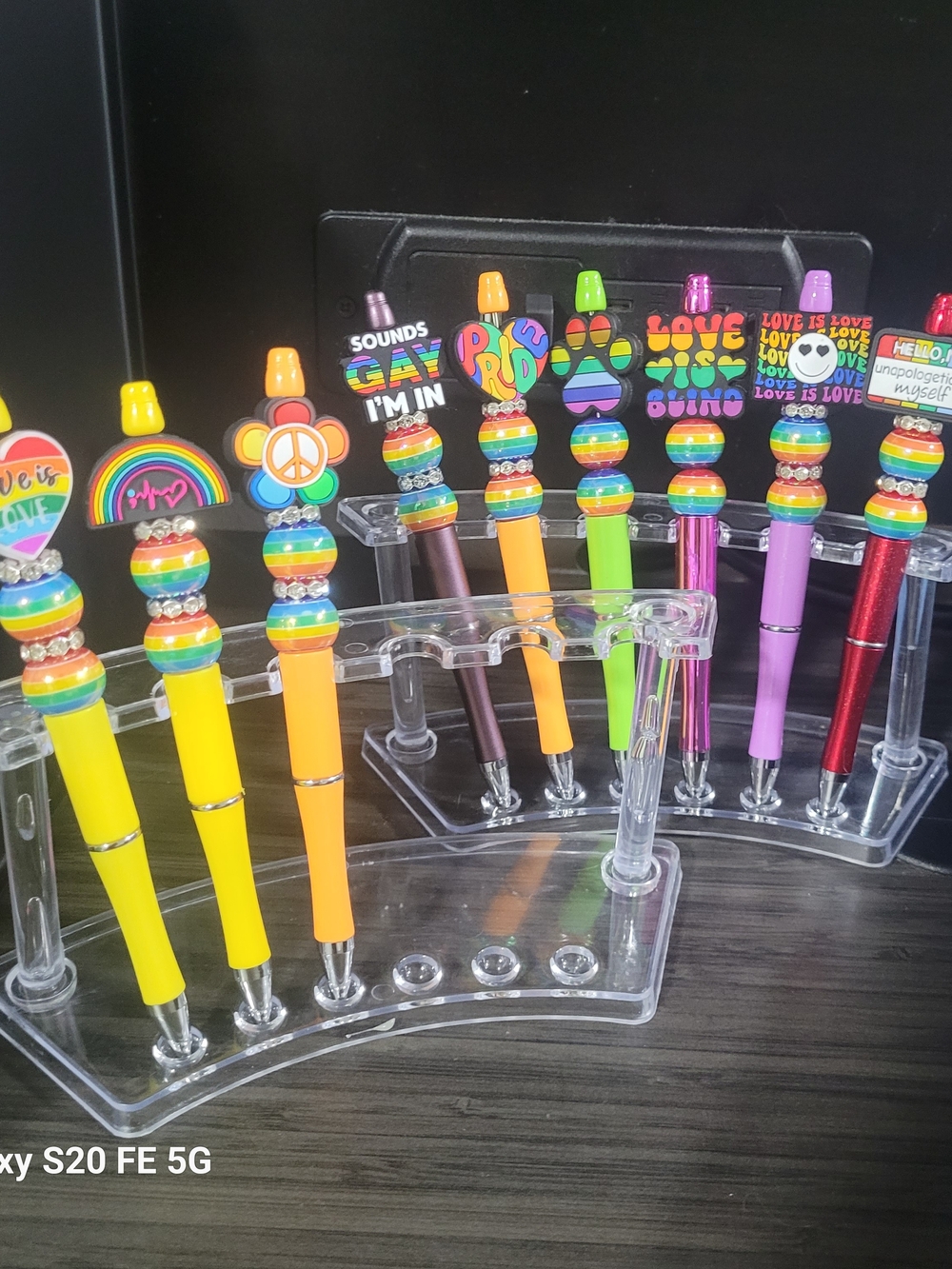 Handmade Rainbow Pride Beaded Pens